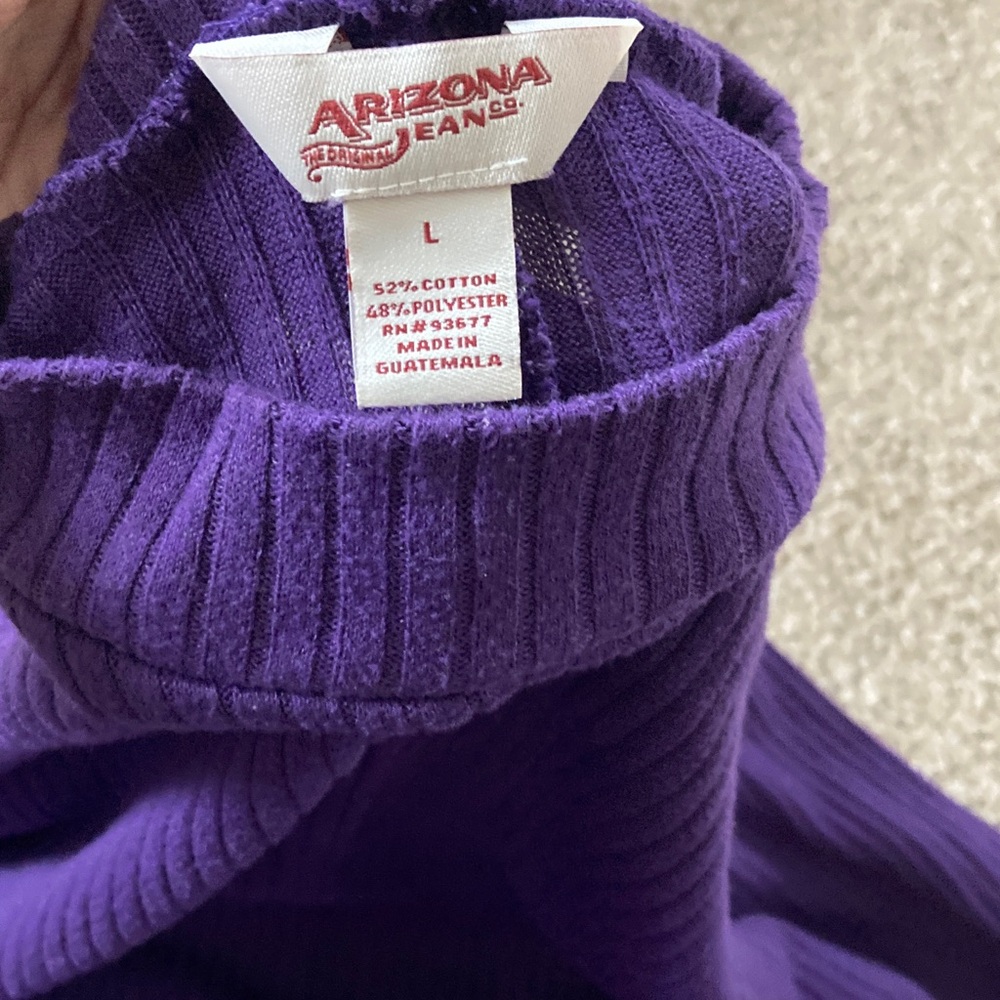 Arizona Jean Company Women's Long Sleeve Ribbed Top - Deep Purple - Picture 2 of 4